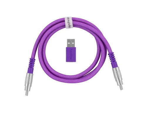 Дата кабель USB-C + USB A to USB-C 1.0m Double-Sleeved Geek purple Keychron (CAB23_KEYCHRON)