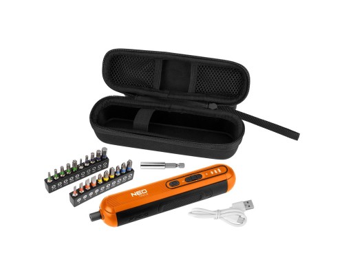 Викрутка акумуляторна Neo Tools 4in1 1.5Ah, 4.5Нм, 230об/хв, 20 біт, кейс (04-199)