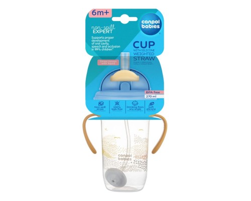 Поїльник-непроливайка Canpol babies MOUNTAINS з трубочкою і обтяжувачем, 270 мл, бежева (56/620_bei)