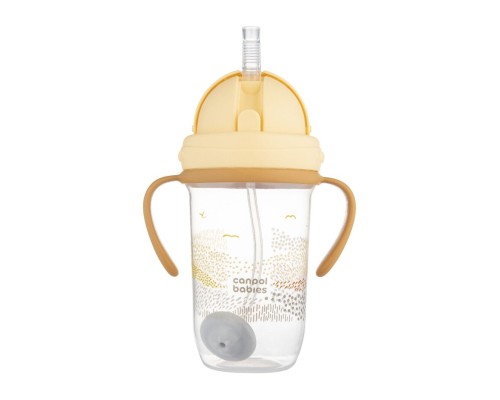 Поїльник-непроливайка Canpol babies MOUNTAINS з трубочкою і обтяжувачем, 270 мл, бежева (56/620_bei)