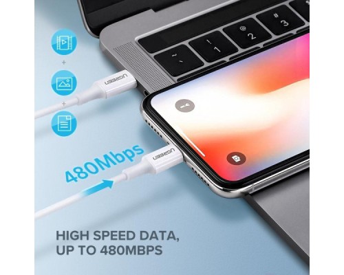 Дата кабель USB-C to Lightning 1.0m 3A US171 white UGREEN (10493)
