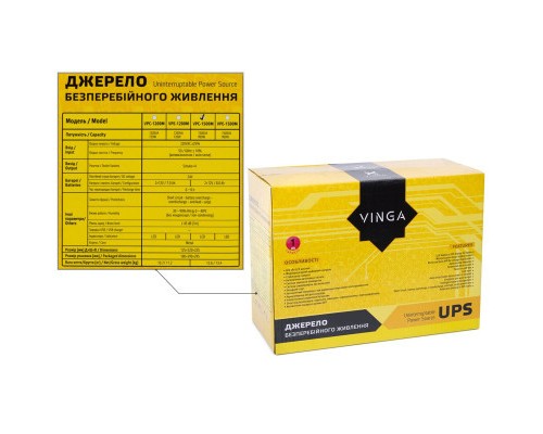 Пристрій безперебійного живлення Vinga LCD 1500VA metal case (VPC-1500M)