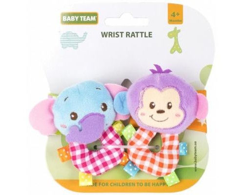 Брязкальце Baby Team Брязкальце-браслет Слоник+Мавпочка (8504_Слоник)