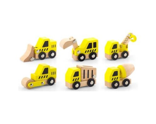 Розвиваюча іграшка Viga Toys Набір машинок Будтехніка 6 шт. в дисплеї (50541)