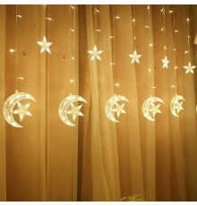 Гірлянда BPNY бахрома Зорі і місяць тип 2, 138LED, 3х0.8М, 220V (116059)