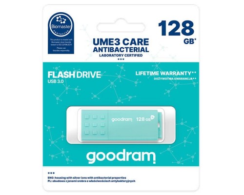 USB флеш накопичувач Goodram 128GB UME3 Care Green USB 3.2 (UME3-1280CRR11) 