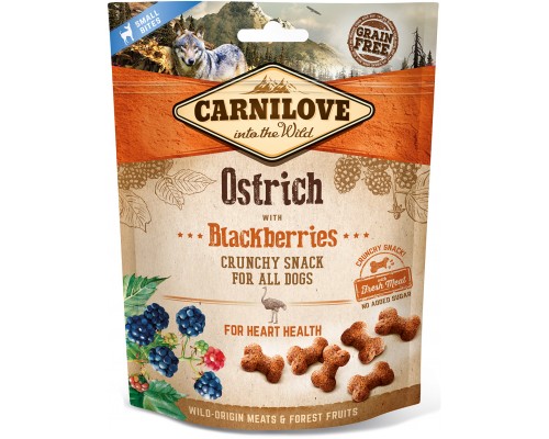 Ласощі для собак Carnilove Crunchy Snack зі страусом, ожиною та м'ясом 200 г (8595602527274)