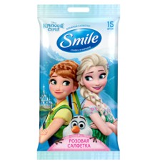 Дитячі вологі серветки Smile baby Frozen Крижане серце 15 шт (4823071630800)