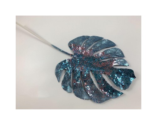 Декоративна гілка YES! Fun Монстера 60 см, бірюза, гліттер (974590)