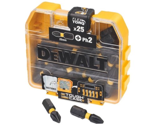 Набір біт DeWALT EXTREME FLEXTORQ, Ph2, L = 25 мм, 25 шт, кейс (DT70555T)