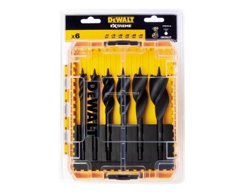 Набір свердл DeWALT спіральних по дереву EXTREME IMPACT, d = 13,16,20,22,25,32 мм (DT90238)