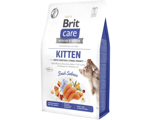 Сухий корм для кішок Brit Care Cat GF Kitten Gentle Digestion Strong Immunity з лососем 2 кг (8595602565047)