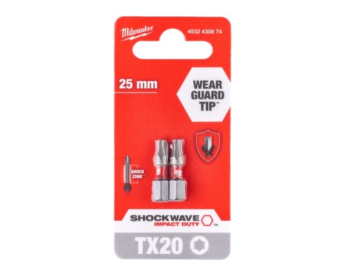 Набір біт Milwaukee SHOCKWAVE TX20, 25мм, 2шт (4932430874)