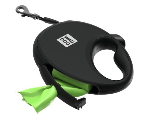 Повідок для собак WAUDOG R-leash з контейнером для пакетів S до 12 кг 3 м чорний (26271)