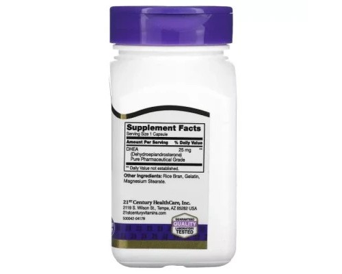 Вітамінно-мінеральний комплекс 21st Century Дегідроепіандростерон, 25 мг, DHEA, 90 капсул (CEN21177)