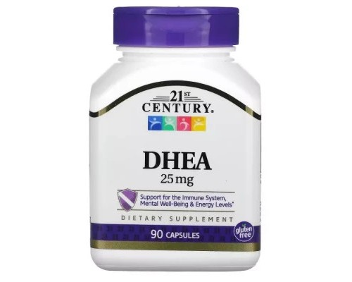 Вітамінно-мінеральний комплекс 21st Century Дегідроепіандростерон, 25 мг, DHEA, 90 капсул (CEN21177)