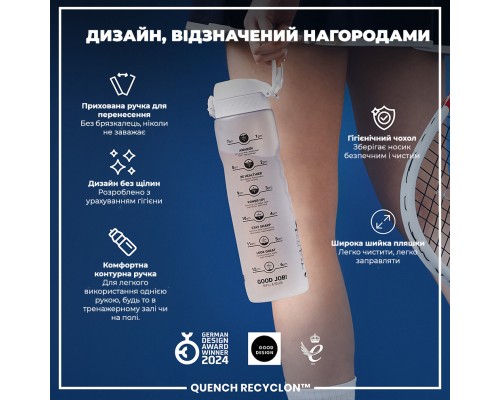 Пляшка для води ION8 OneTouch Times To Drink 1000 мл BPA Free, Ice (I8RF1000PIMOT2)