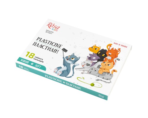 Пластилін Rosa Kids Cats, зі стеком, 18 кольорів 288 г (4823098541608)