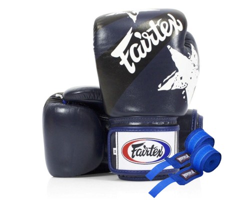 Боксерські рукавички Fairtex BGV1 Nation Print Blue 12 унцій (бинти в комплекті) (BGV1_Print_12oz_Blue)