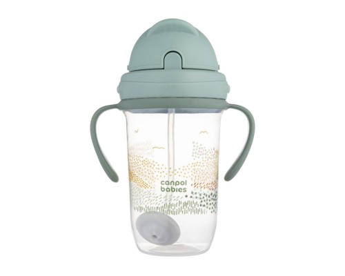 Поїльник-непроливайка Canpol babies MOUNTAINS з трубочкою і обтяжувачем, 270 мл, зелена (56/620_gre)