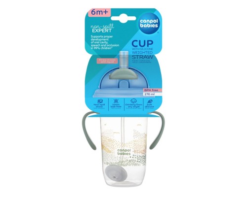 Поїльник-непроливайка Canpol babies MOUNTAINS з трубочкою і обтяжувачем, 270 мл, зелена (56/620_gre)