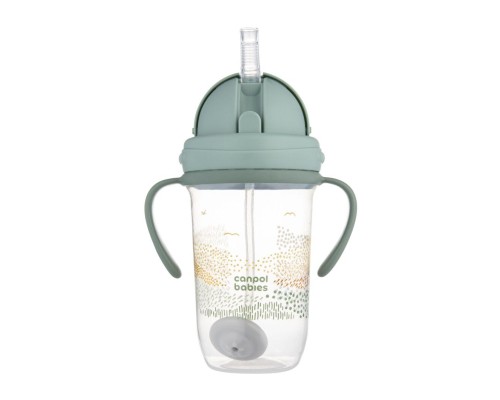 Поїльник-непроливайка Canpol babies MOUNTAINS з трубочкою і обтяжувачем, 270 мл, зелена (56/620_gre)