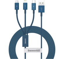 Дата кабель USB 2.0 AM to Lightning + Micro 5P + Type-C 1.5m 3.5A blue Baseus (CAMLTYS-03)