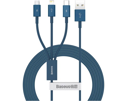 Дата кабель USB 2.0 AM to Lightning + Micro 5P + Type-C 1.5m 3.5A blue Baseus (CAMLTYS-03)