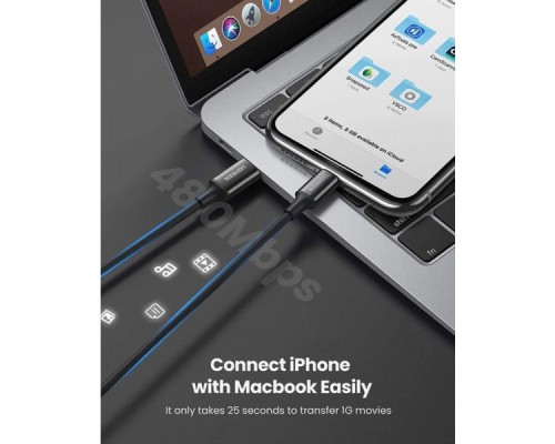 Дата кабель USB-C to Lightning 2.0m 3A US171 black UGREEN (60752)