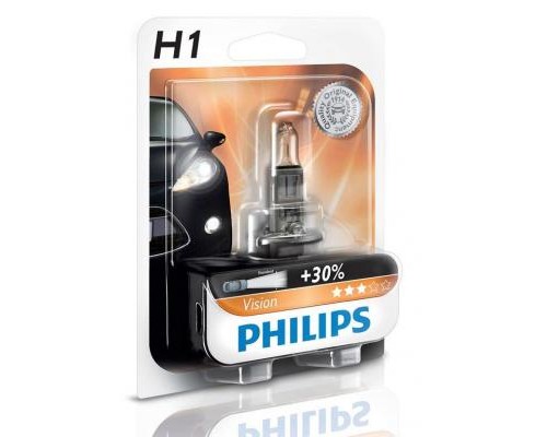 Автолампа Philips H1 Vision, 3200K, 1шт (12258PRB1)