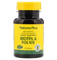 Вітамін Natures Plus Біотин і Фолієва кислота, Nature's Plus, 30 таблеток (NAP-01792)