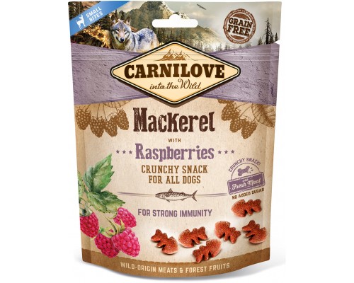 Ласощі для собак Carnilove Crunchy Snack зі скумбрією, малиною і м'ясом 200 г (8595602528875)