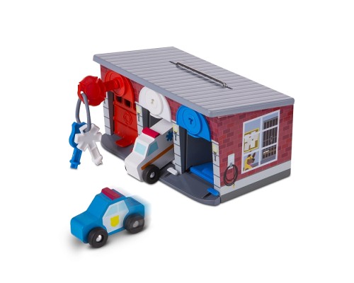 Ігровий набір Melissa&Doug Дерев'яний гараж рятувальних машин з ключами (MD4607)