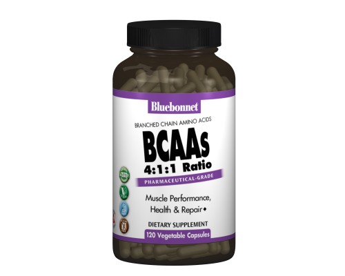 Амінокислота Bluebonnet Nutrition BCAAs (Розгалужені Ланцюги Амінокислот), 120 гелевих капсул (BLB-01590) 