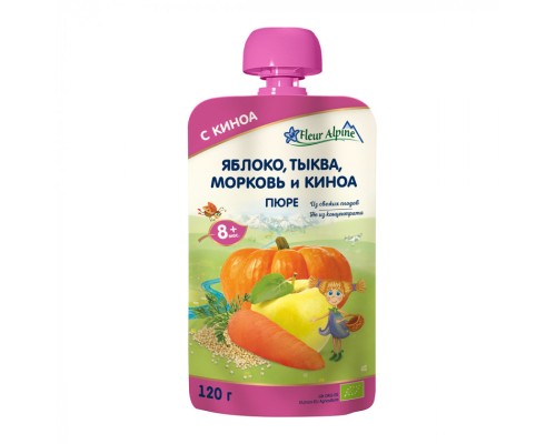 Дитяче пюре Fleur Alpine Яблуко Морква Гарбуз з Кіноа 120 г (5024688001215) Дитяче пюре Fleur Alpine Яблуко Морква Гарбуз з Кіноа 120 г (5024688001215)
