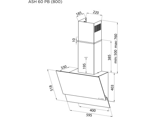 Витяжка кухонна Pyramida ASH 60 PB (800) GIV