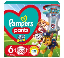 Підгузки Pampers Extra Large Розмір 6 (14-19 кг) Paw Patrol 60 шт (8006540863657)
