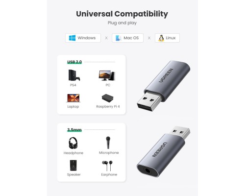 Звукова плата Ugreen CM383 gray (80864)