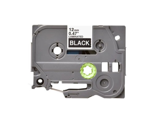 Стрічка для принтера етикеток UKRMARK B-T335P-WT/BK, сумісна з TZE335 ламінована, 12мм х 8м. white on black (900601)