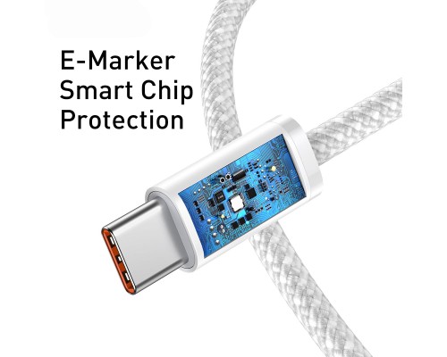 Дата кабель USB-C to USB-C 2.0m 5A White Baseus (CALD000302)