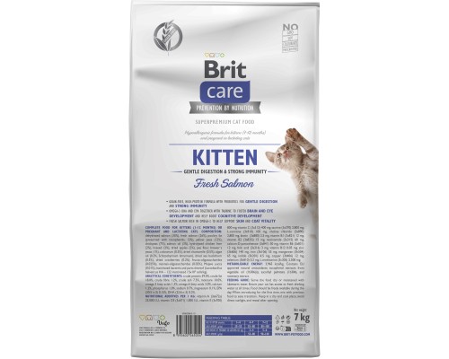 Сухий корм для кішок Brit Care Cat GF Kitten Gentle Digestion Strong Immunity з лососем 7 кг (8595602565054)