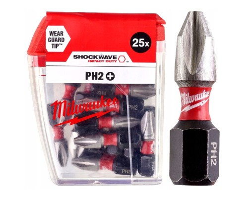 Набір біт Milwaukee SHOCKWAVE, PH2, 25мм, 25шт (4932430853)