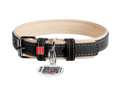 Нашийник для тварин WAUDOG Soft з QR паспортом S Ш 20 мм Д 30-39 см чорний (7190)