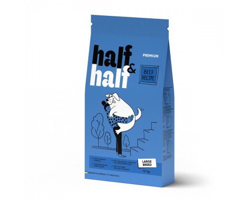 Сухий корм для собак Half&Half для великих порід з яловичиною 12 кг (4820261920772)