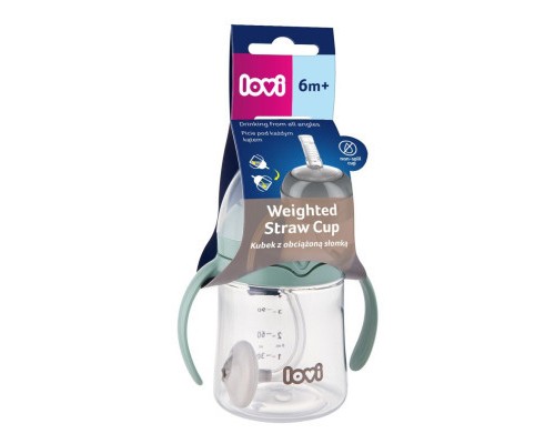 Поїльник-непроливайка Lovi з трубочкою та обтяжувачем 150 мл - зелена (35/364)