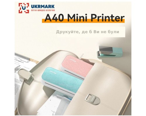 Принтер чеків UKRMARK A40PK А4, Bluetooth, USB, рожевий (900798)