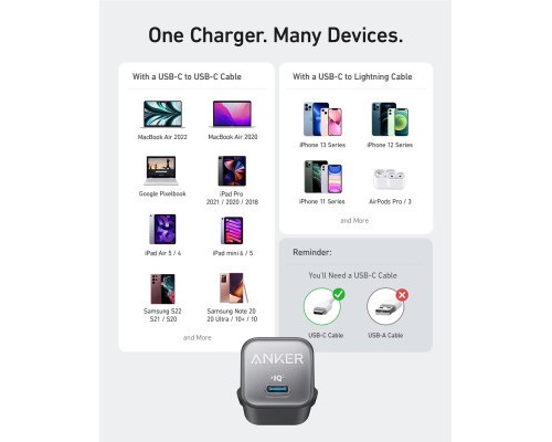 Зарядний пристрій Anker PowerPort 511 Nano III - 30W USB-C White (A2147G21)