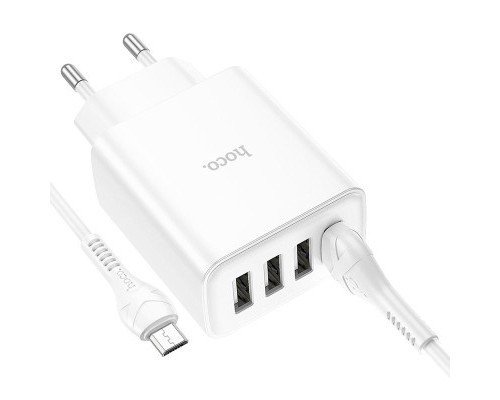 Зарядний пристрій HOCO C102A Fuerza QC3.0 four-port charger set(iP) White (6931474777720)