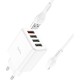 Зарядний пристрій HOCO C102A Fuerza QC3.0 four-port charger set(iP) White (6931474777720)