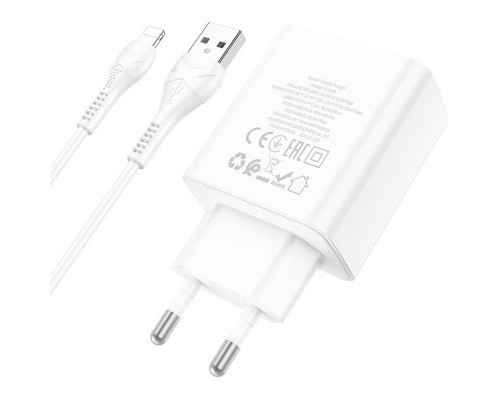 Зарядний пристрій HOCO C102A Fuerza QC3.0 four-port charger set(iP) White (6931474777720)